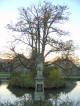 JN-Czechy-Přepychy: kamienna figura Jana N. na stawie (fot: J.B. z Kłodzka, 2010-10-09)